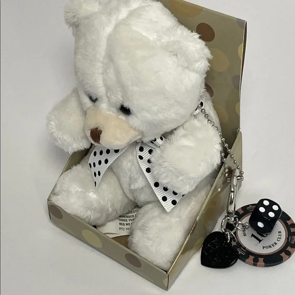 NWOT Burton + Burton Bear with Polka Dot Bow & Keychain Charm Set - Picture 3 of 8